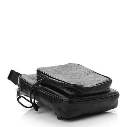 Balenciaga Agneau Logo Explorer Crossbody Messenger Bag Black 4 of 10