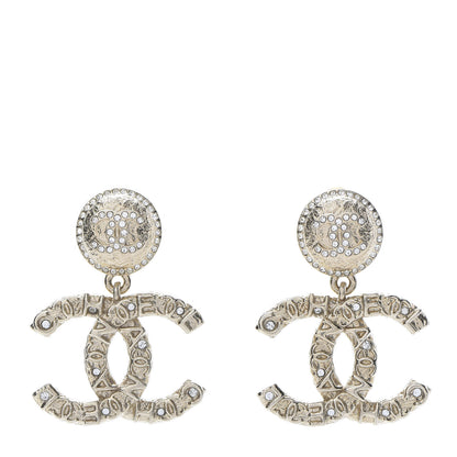 Chanel Crystal CC Drop Logo Earrings Gold 1 of 5