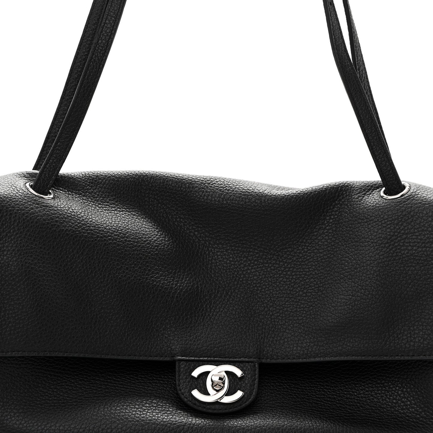 Grained Calfskin Small Souplissimo Maxi Flap Black