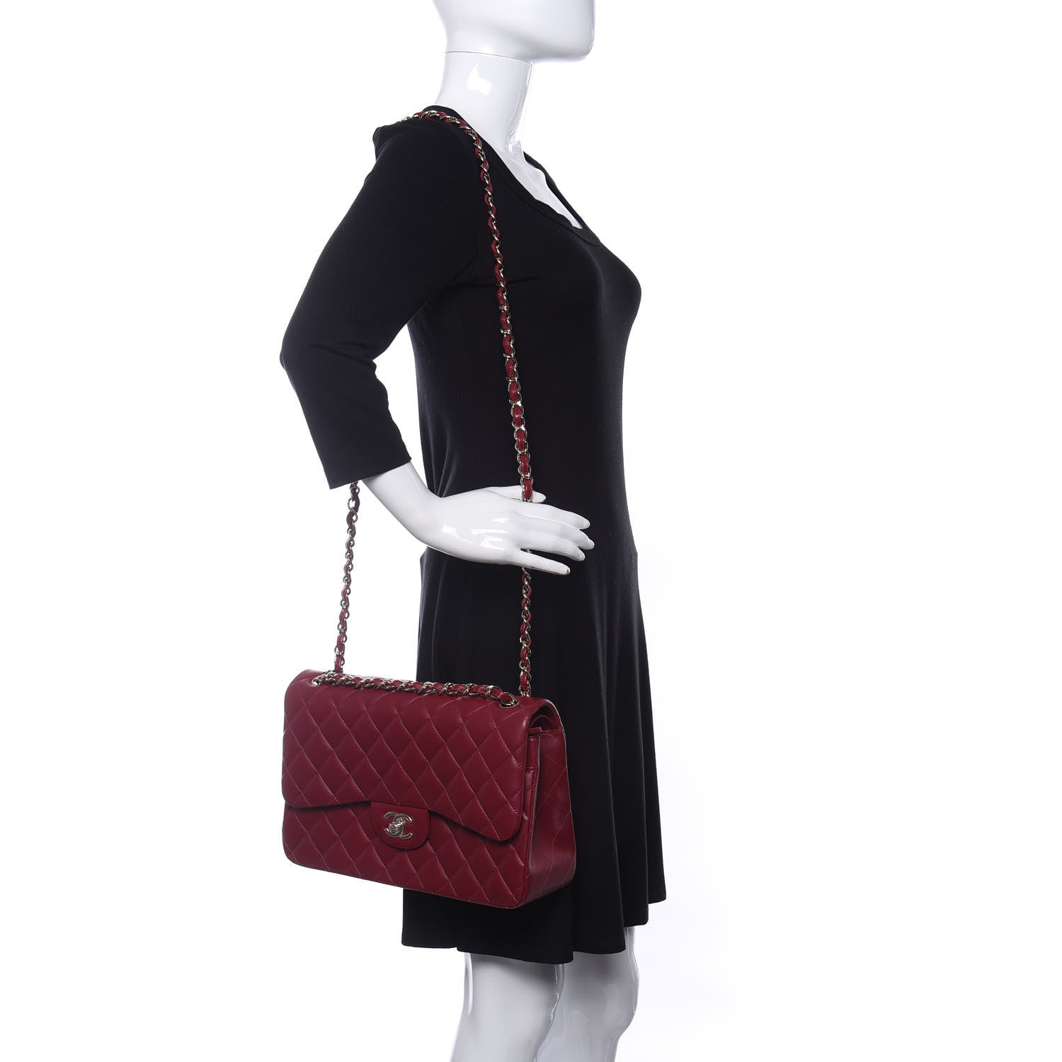 Chanel Lambskin Quilted Jumbo Double Flap Burgundy 2 of 11