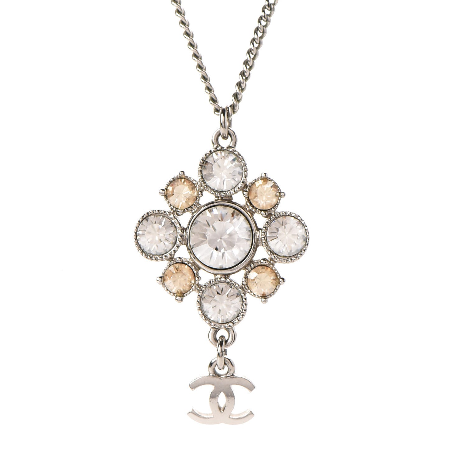 Crystal CC Pendant Necklace Silver