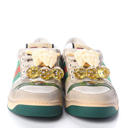 Gucci Nubuck Web Cherries Womens Screener Sneakers 35 Dusty Milk White Vintage Green 2 of 7