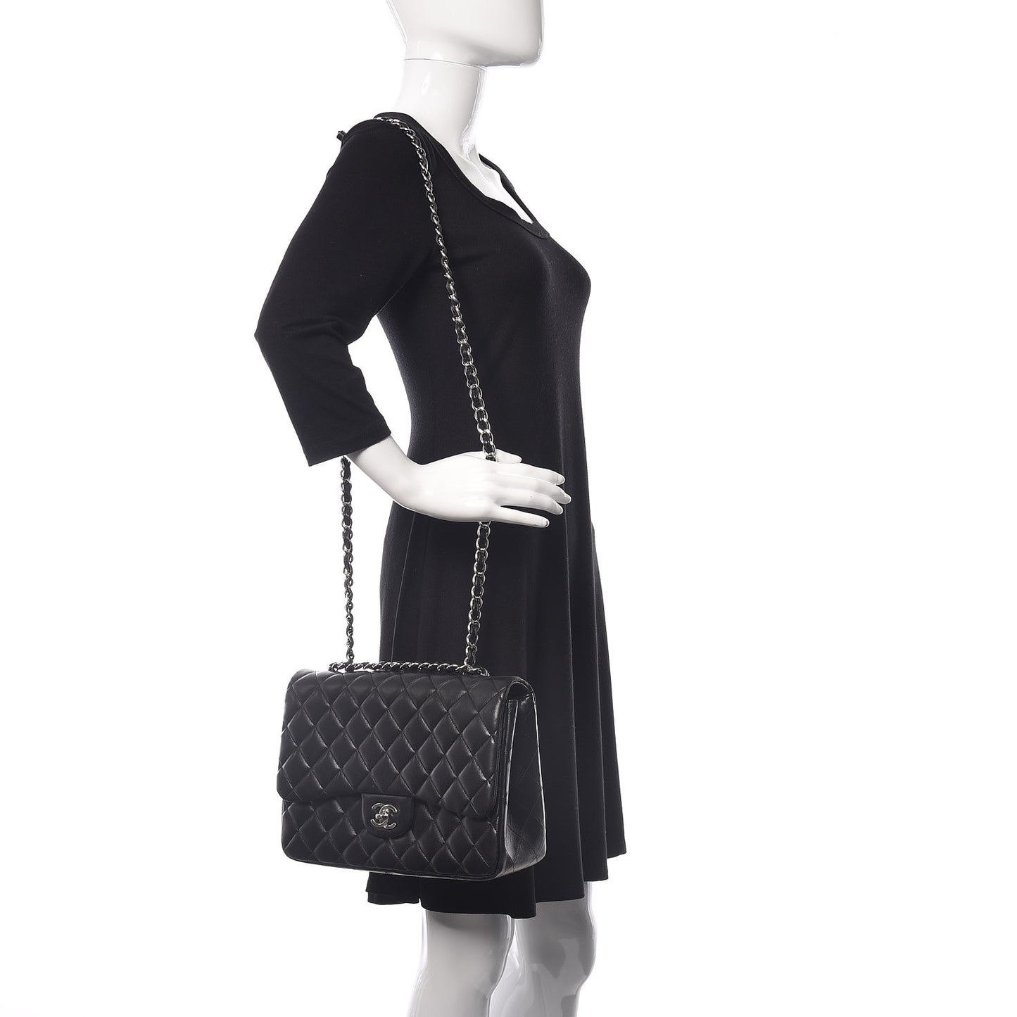 Lambskin Quilted Jumbo Single Flap Black
