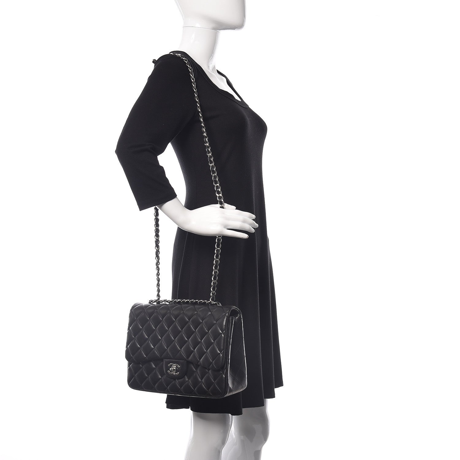 Chanel Lambskin Quilted Jumbo Single Flap Black 2 of 9