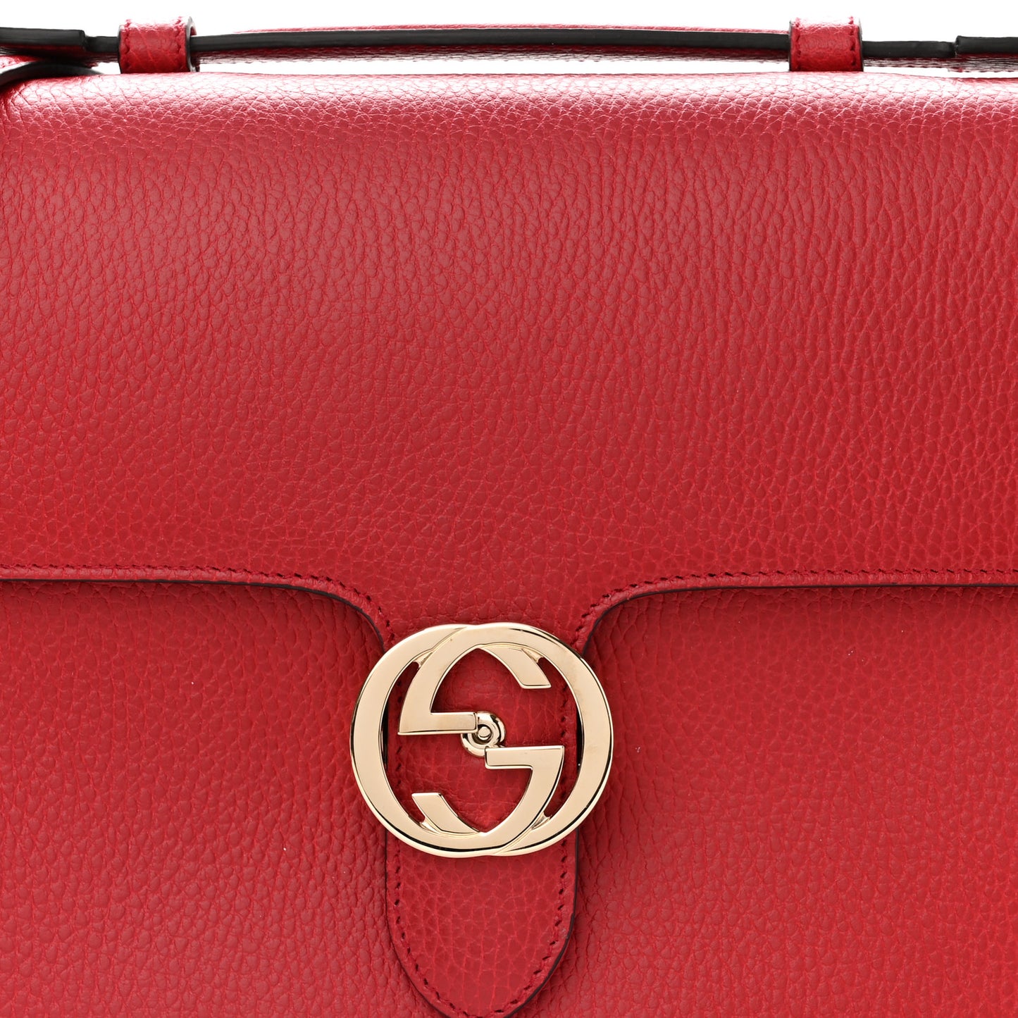 Dollar Calfskin Medium Interlocking G Top Handle Shoulder Bag Red