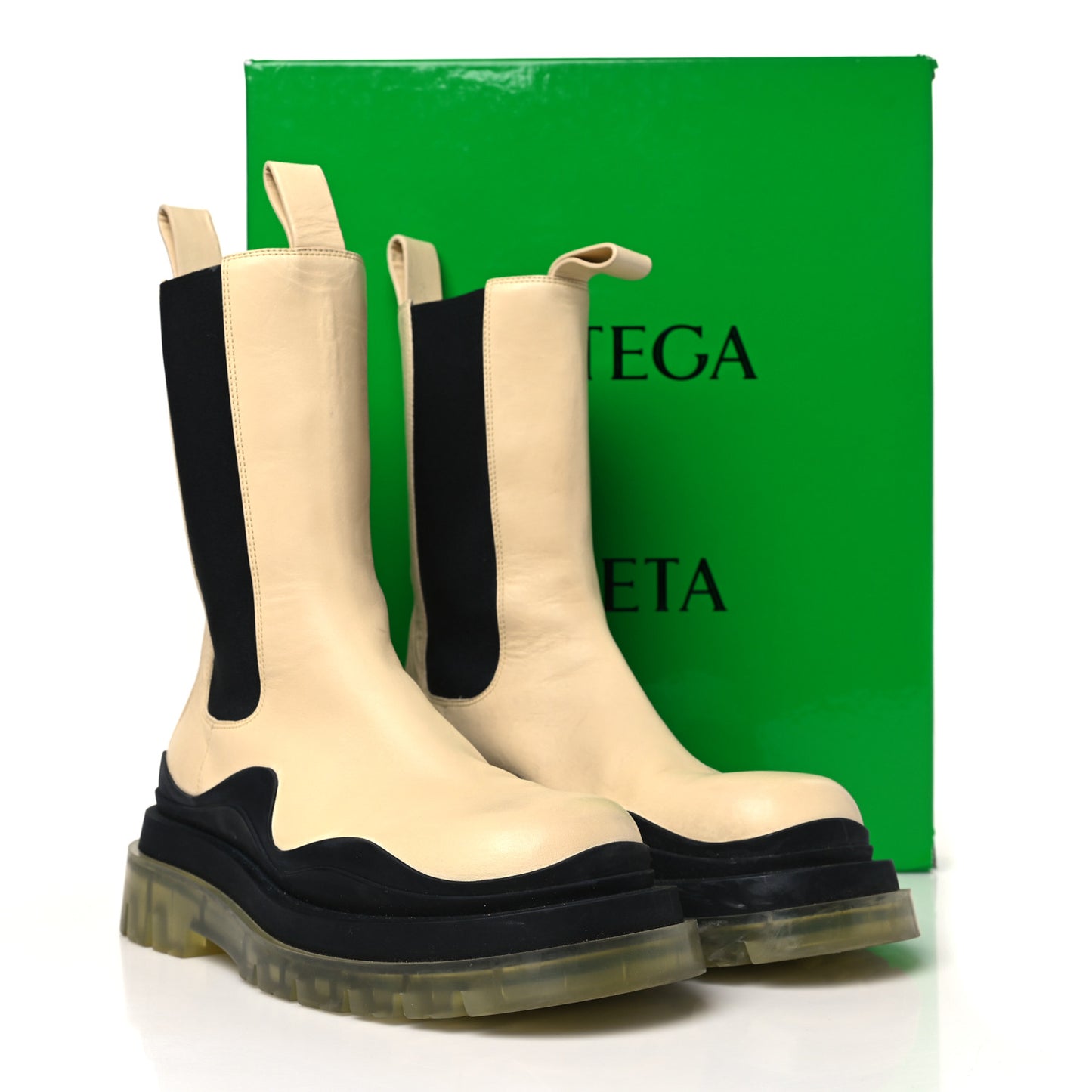 Calfskin The Tire Chelsea Boots 40.5 Vaseline Black Transparent