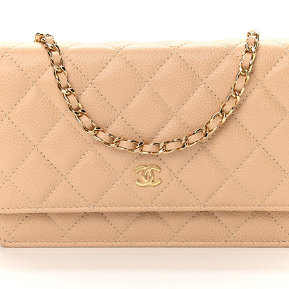 Chanel Caviar Quilted Wallet On Chain WOC Beige 9 of 14