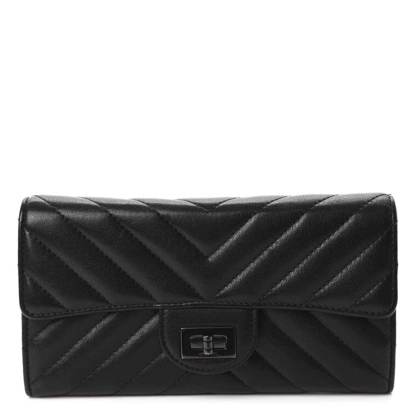 Sheepskin Chevron Quilted 2.55 Reissue Flap Wallet So Black