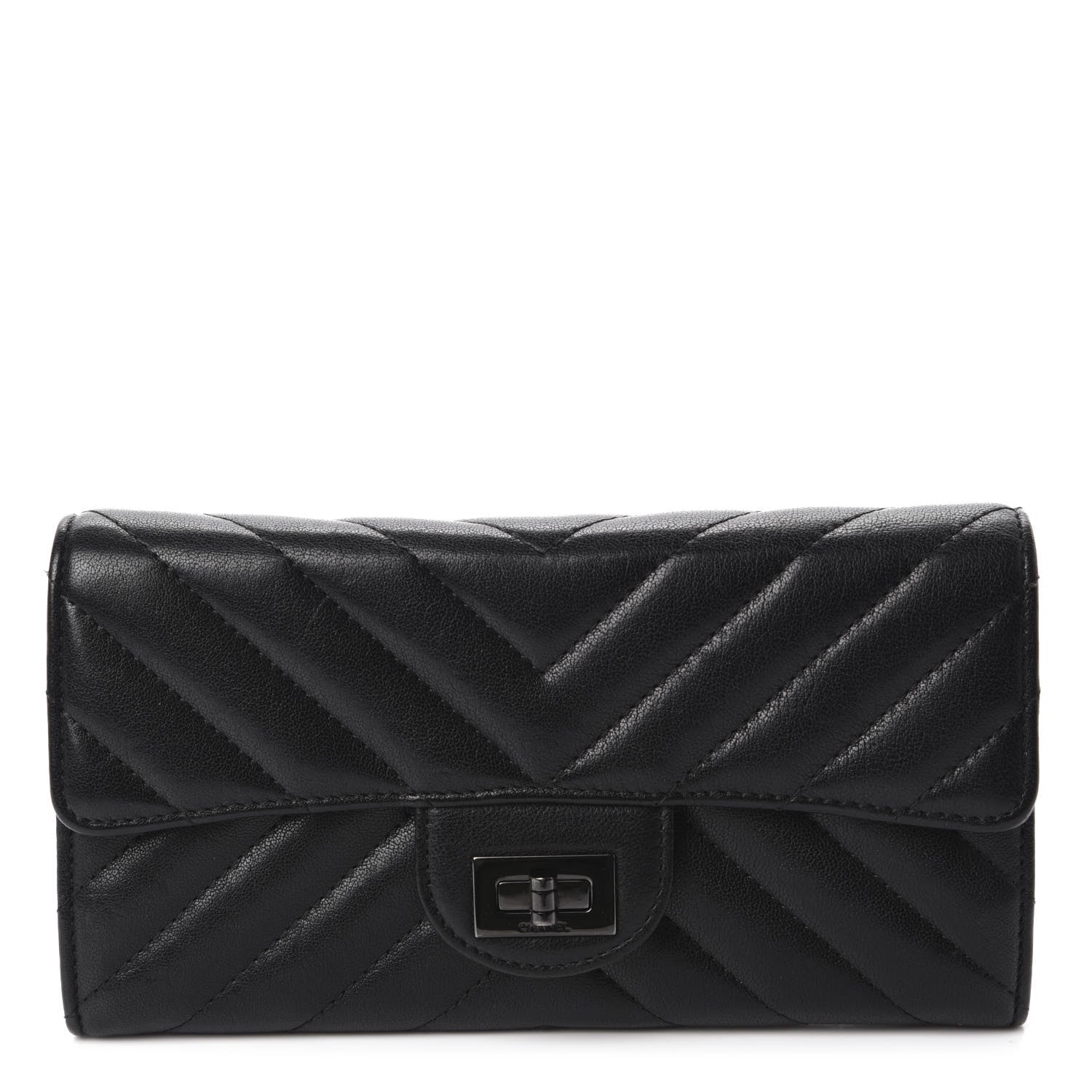 Chanel Sheepskin Chevron Quilted 2.55 Reissue Flap Wallet So Black 1 of 8