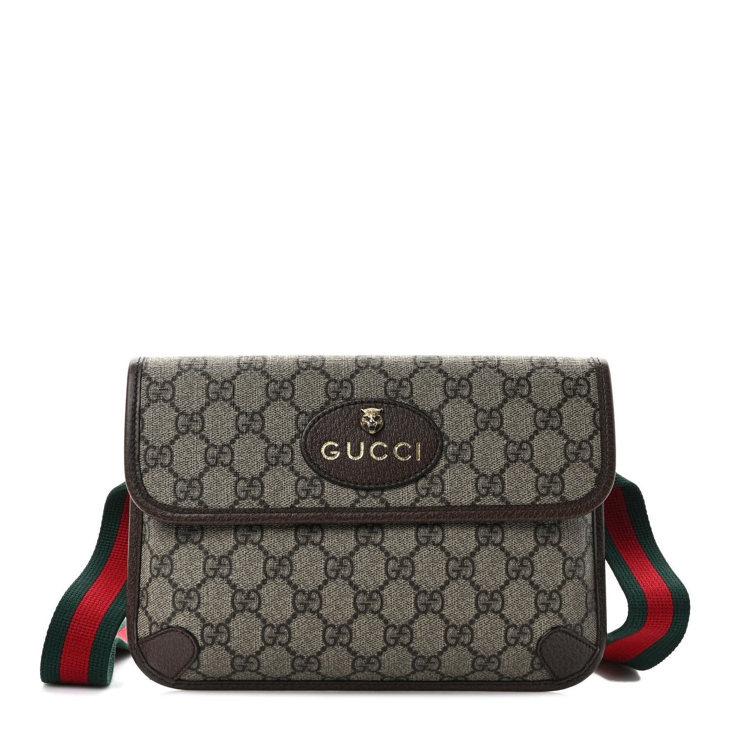 GG Supreme Monogram Neo Vintage Web Belt Bag Brown