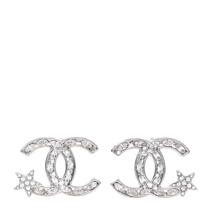 Chanel Crystal CC Starfall Earrings Silver 1 of 5