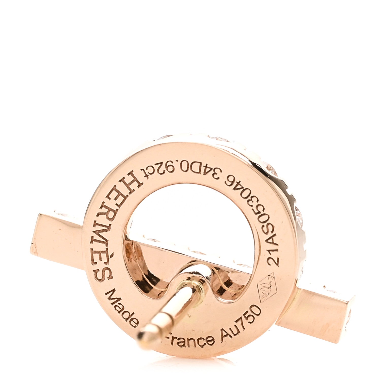 Hermes 18K Rose Gold Diamond Finesse Earrings 4 of 5