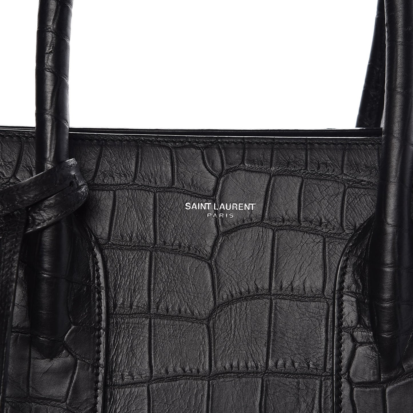 Calfskin Crocodile Embossed Large Sac De Jour Carryall Black