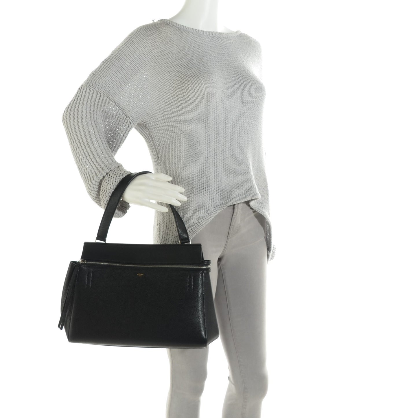 Drummed Calfskin Small Edge Shoulder Bag Black