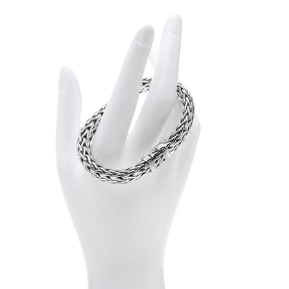 John Hardy Sterling Silver 18K White Gold Diamond 11mm Classic Chain Bracelet 2 of 4