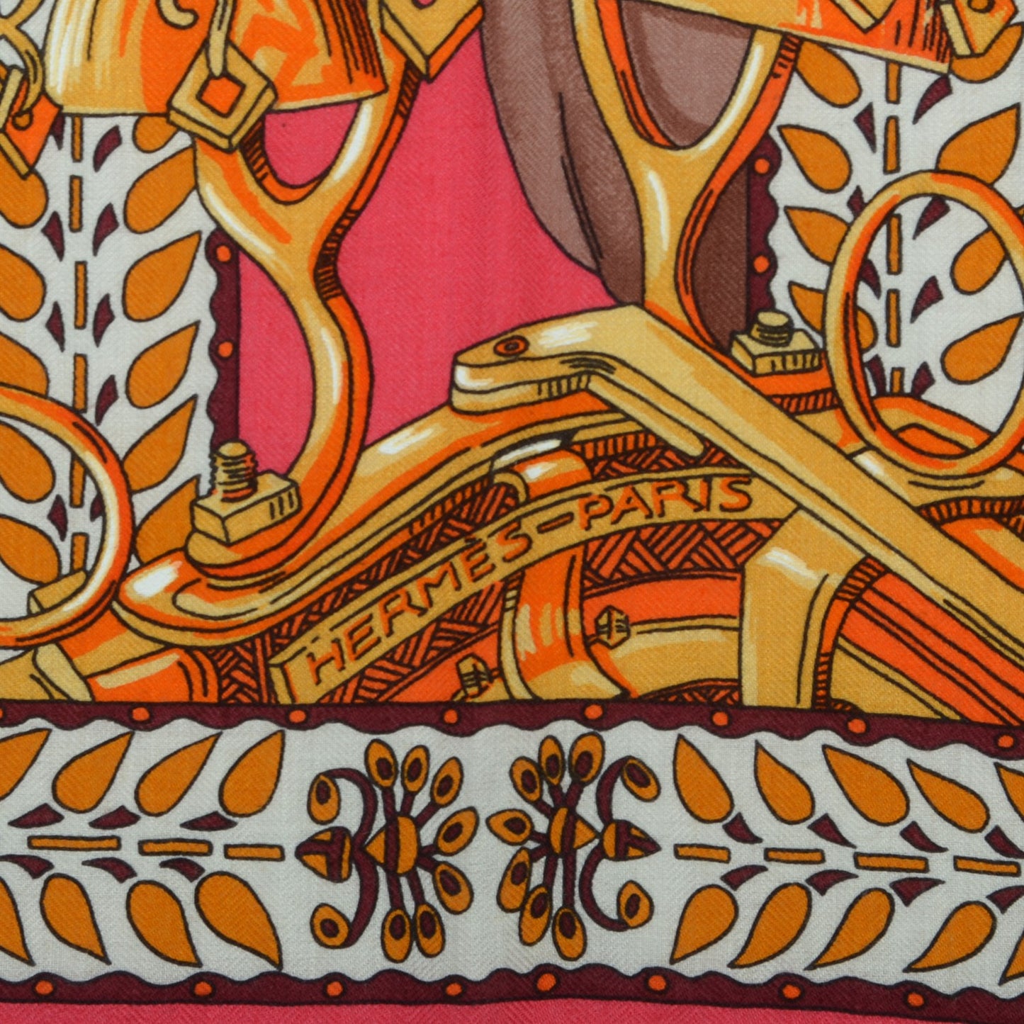 Cashmere Silk La Danse Du Cheval Marwari Shawl 140 Rose Vif Orange Fuchsia