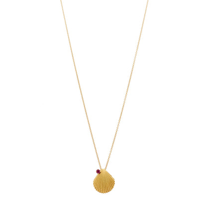 Tiffany 18K Yellow Gold Ruby Seashell Pendant Necklace 1 of 6
