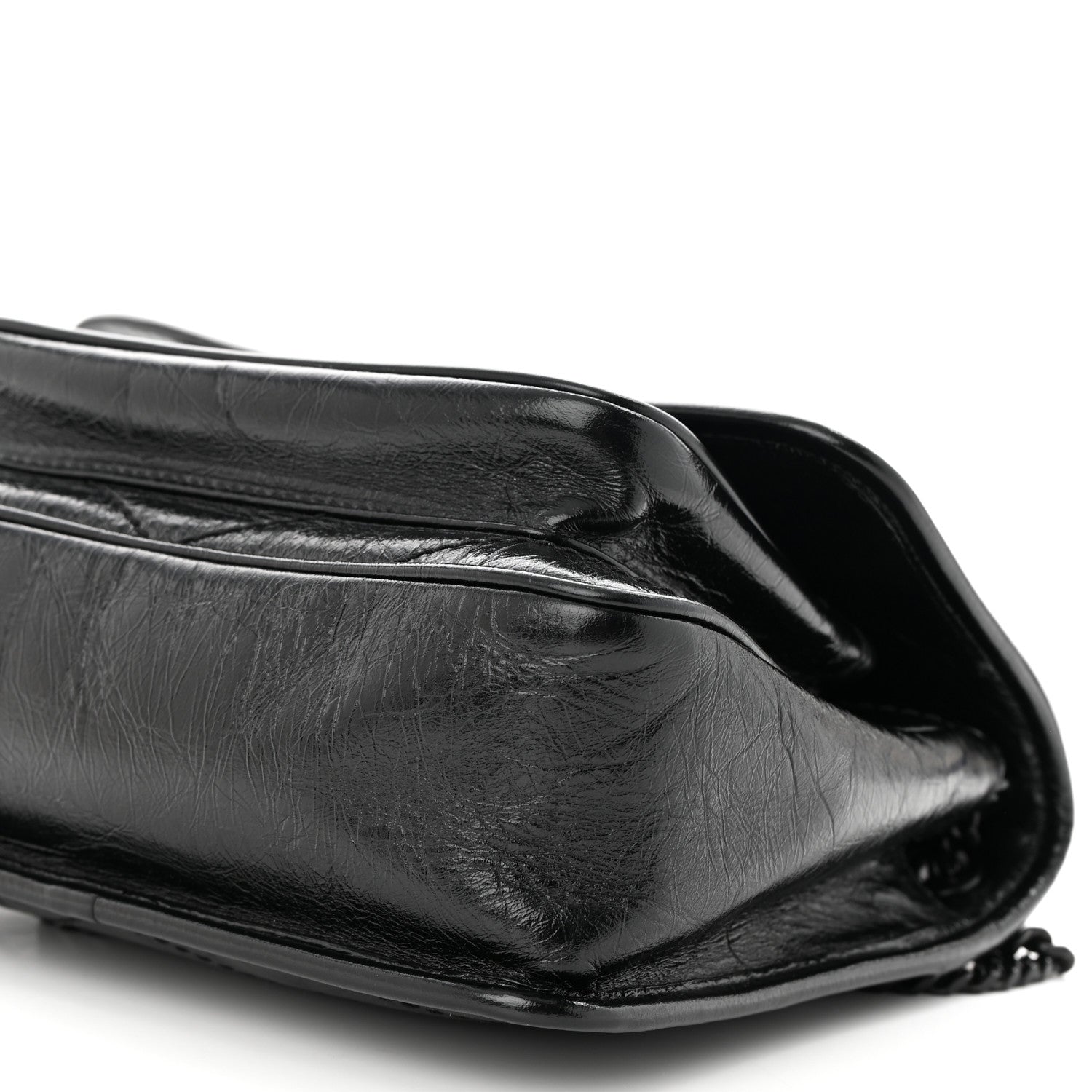 Saint Laurent Crinkled Calfskin Matelasse Monogram Baby Niki Chain Satchel Black 10 of 11