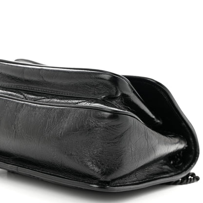 Saint Laurent Crinkled Calfskin Matelasse Monogram Baby Niki Chain Satchel Black 10 of 11