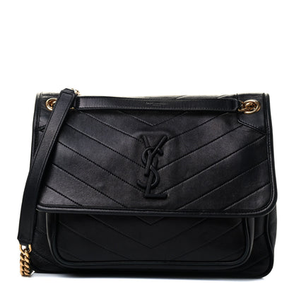 Saint Laurent Lambskin Matelasse Monogram Medium Niki Chain Satchel Black 2 of 8