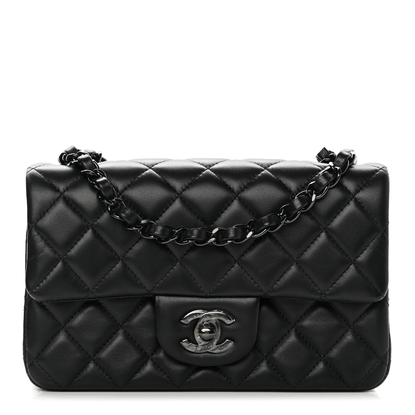Lambskin Quilted Mini Rectangular Flap So Black