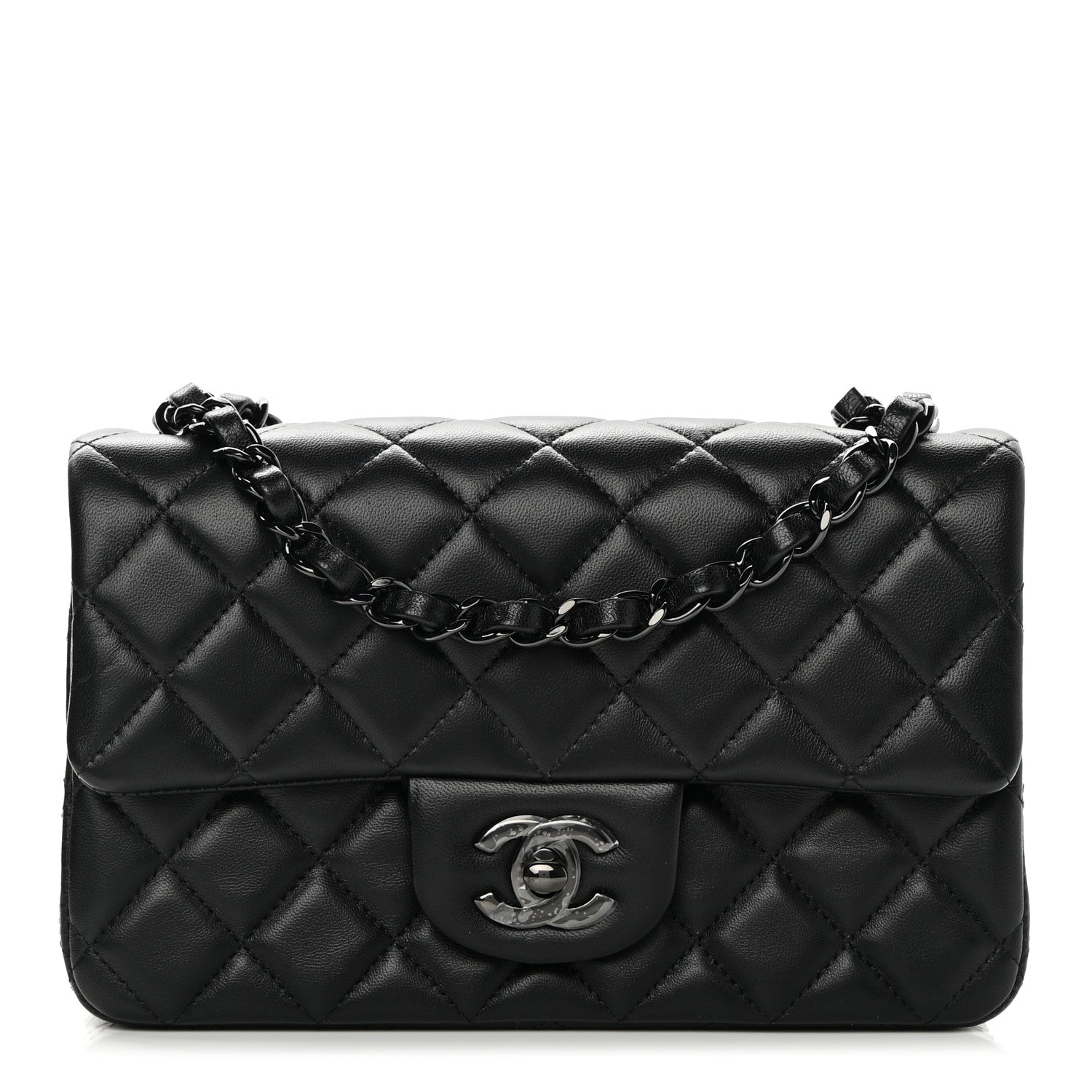Chanel Lambskin Quilted Mini Rectangular Flap So Black 1 of 13