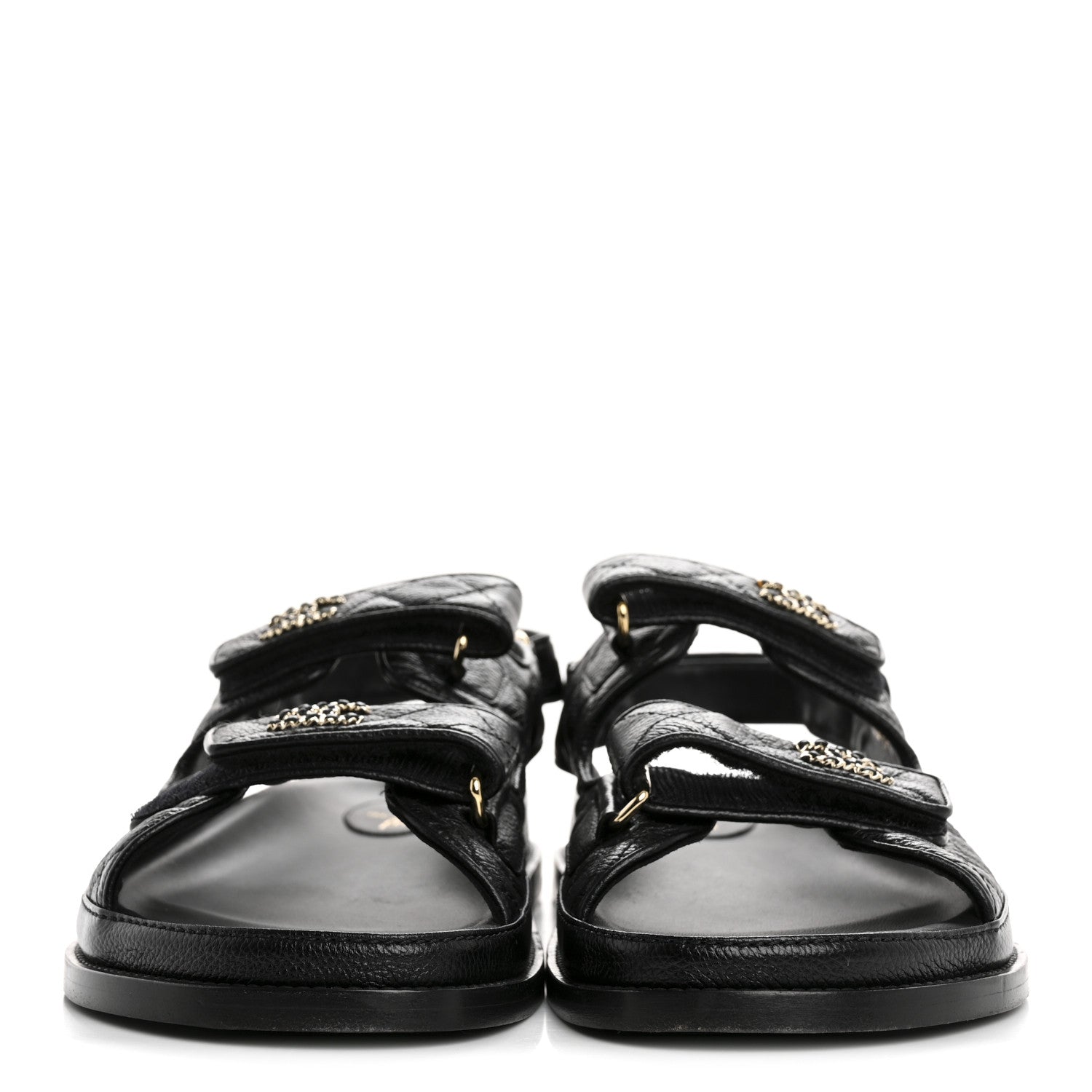Chanel Grained Calfskin Velcro Dad Sandals 42 Black 3 of 10