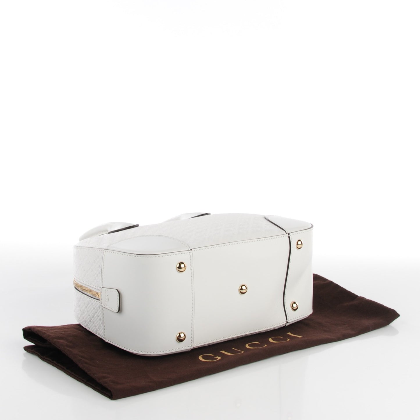Bright Diamante Calfskin Small Top Handle Bag White