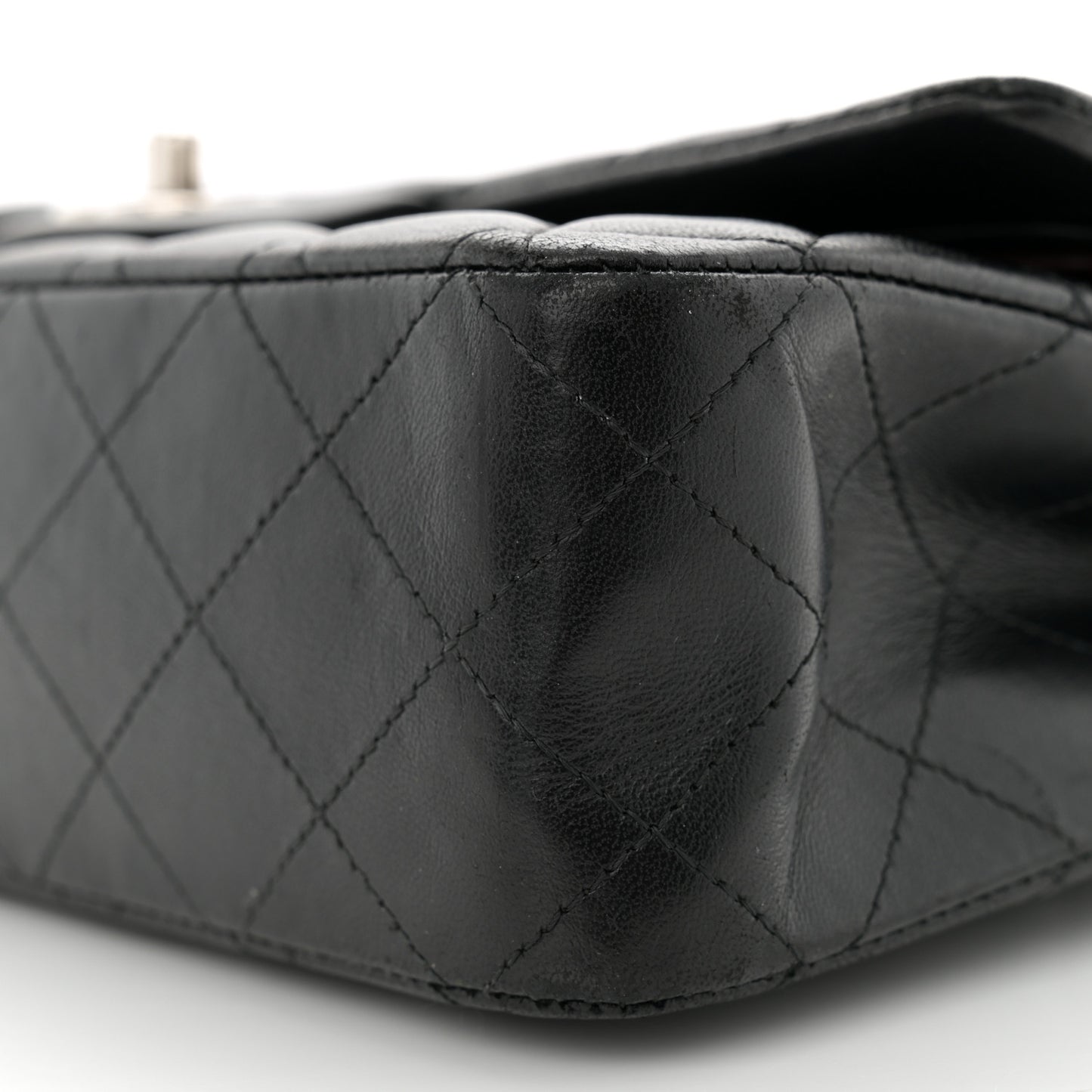Lambskin Quilted Medium Double Flap Black