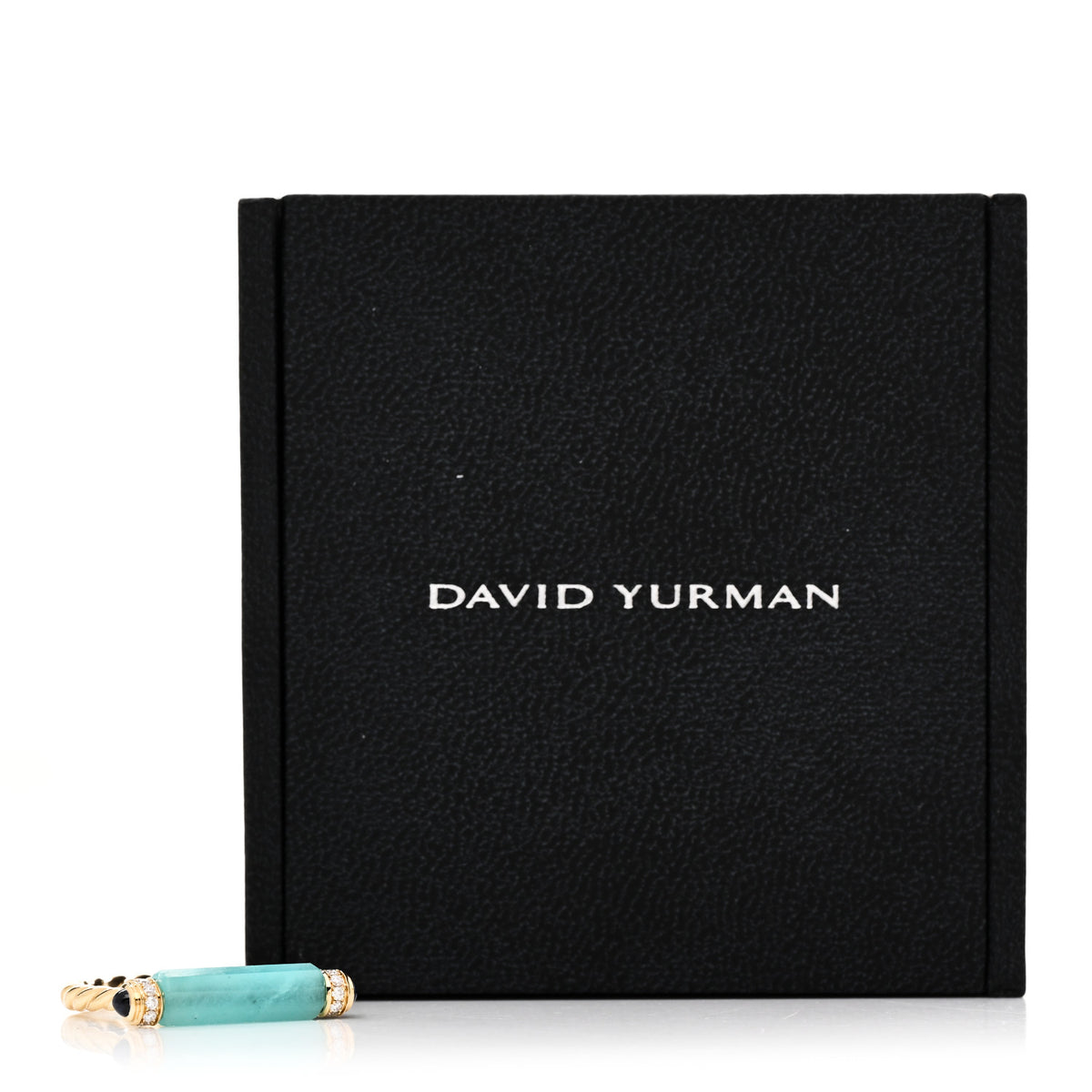 David Yurman 18K Yellow Gold Diamond Blue Sapphire Amazonite Lexington Barrel Ring  53 6.5 6 of 6