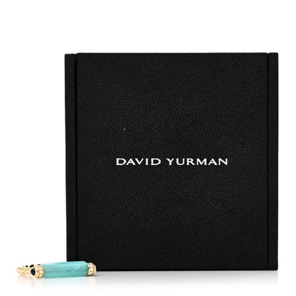 David Yurman 18K Yellow Gold Diamond Blue Sapphire Amazonite Lexington Barrel Ring  53 6.5 6 of 6