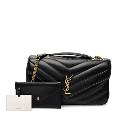 Saint Laurent Lambskin Chevron Quilted Medium Loulou Black 3 of 10