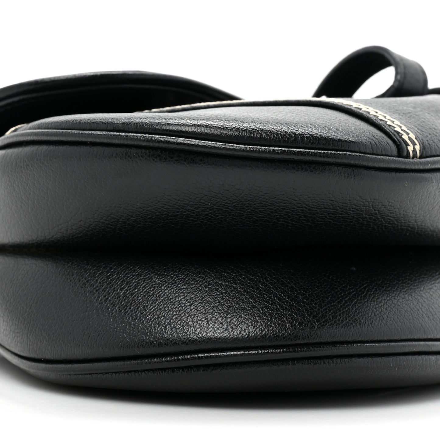 Shiny Goatskin Saddle Bag Black