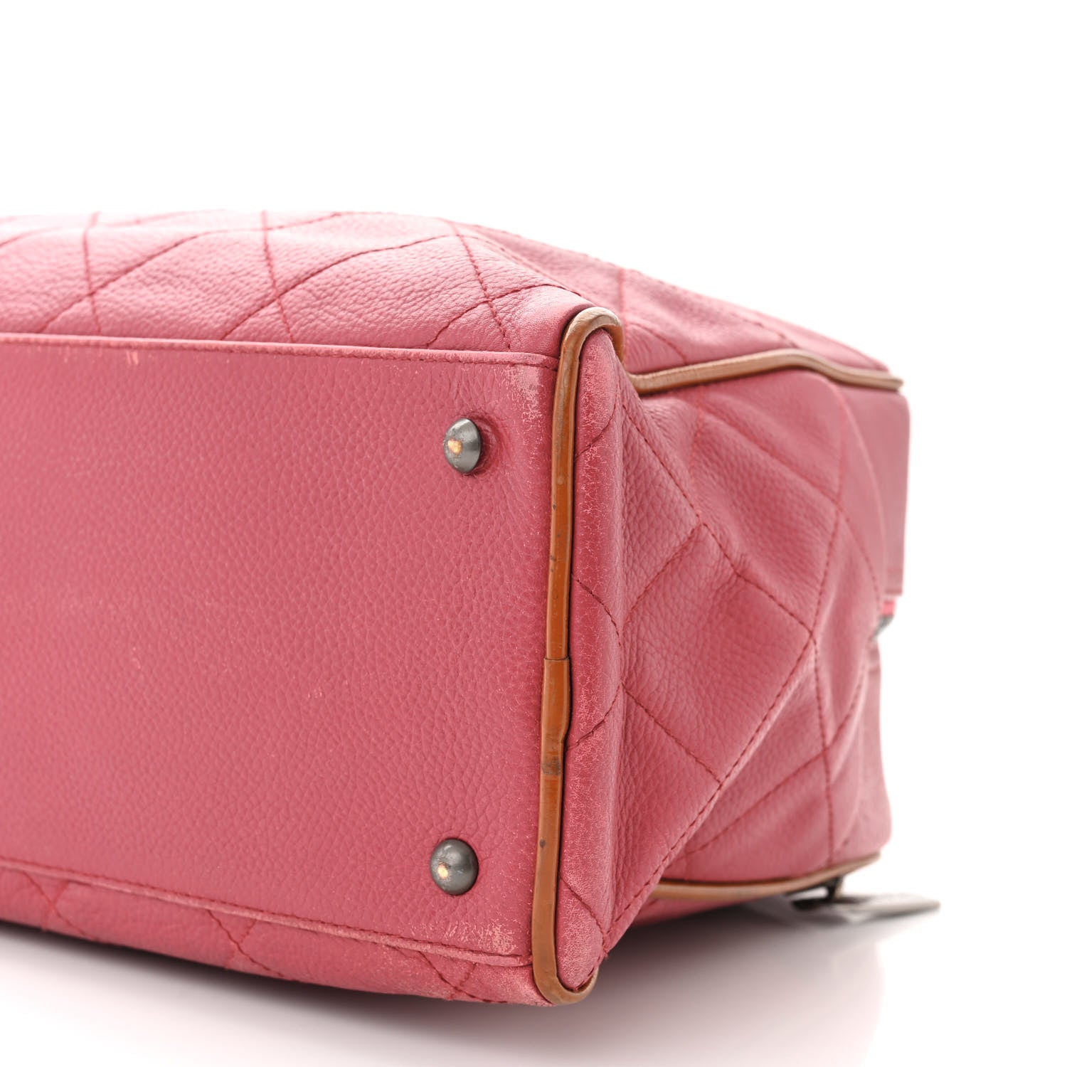 Chanel Caviar Patent Quilted Large Bowler Bag Red 10 of 20