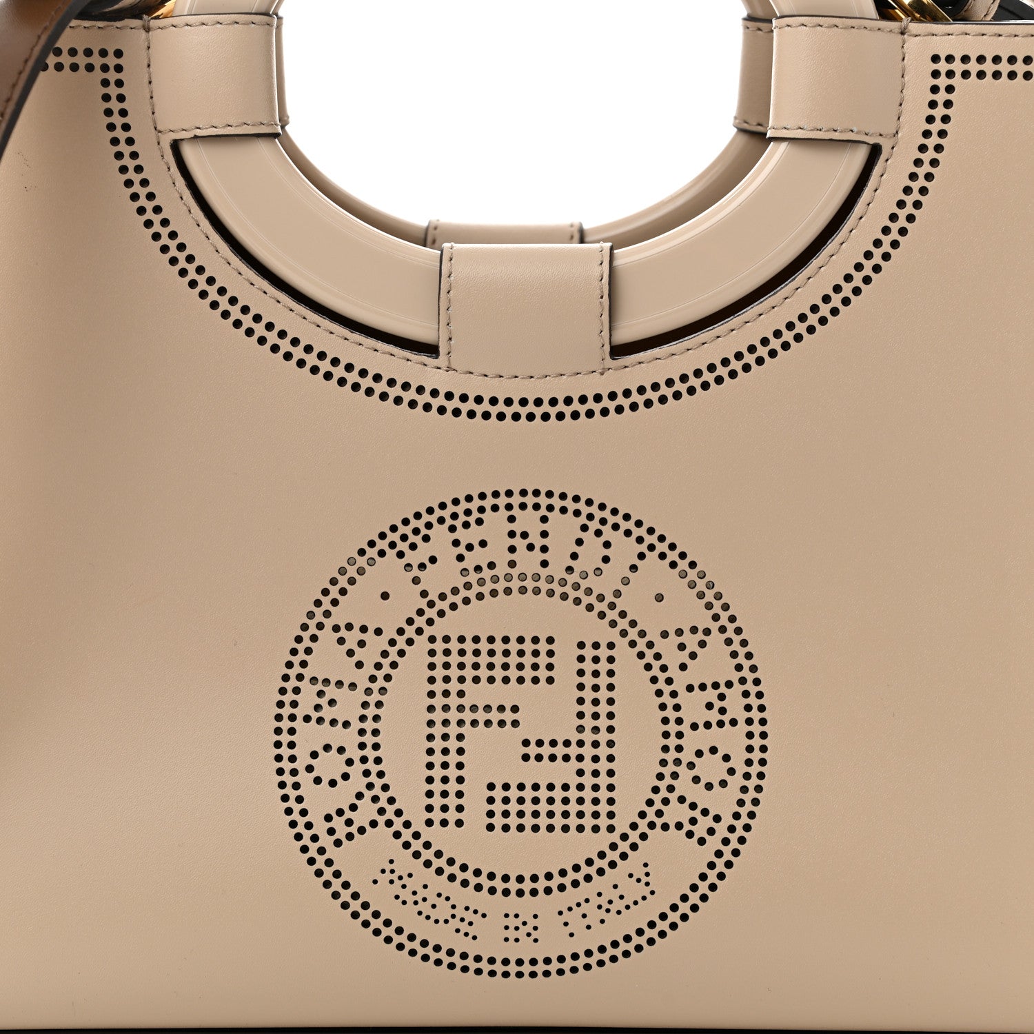 Fendi Vitello Liberty Plexiglass Stamp Patch Perforated Small Runaway Shopper Tote Nuvola 7 of 9