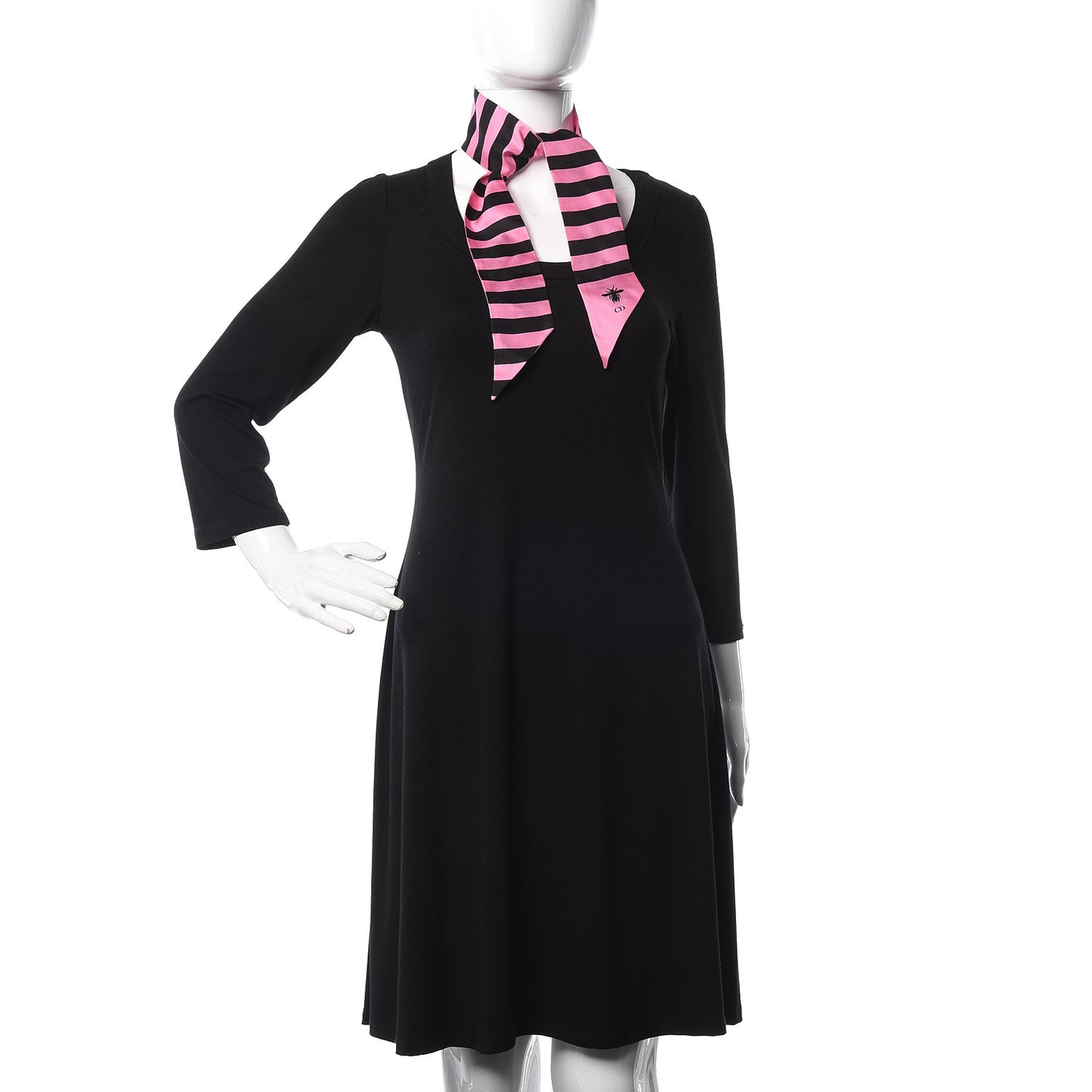 Silk Striped Mitzah Scarf Pink Black