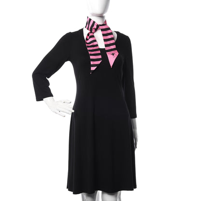 Christian Dior Silk Striped Mitzah Scarf Pink Black 2 of 5