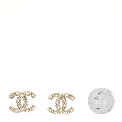 Chanel Crystal Baguette Pearl CC Earrings Gold Pearly White 2 of 4