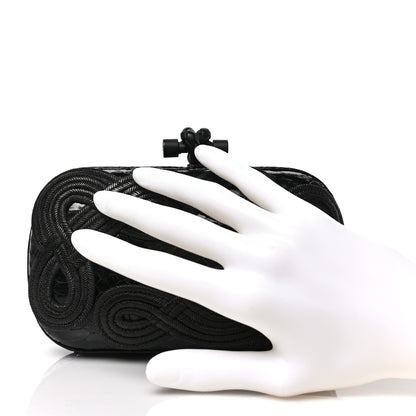 Bottega Veneta Snakeskin Passamaneria Woven Knot Clutch Black 2 of 8