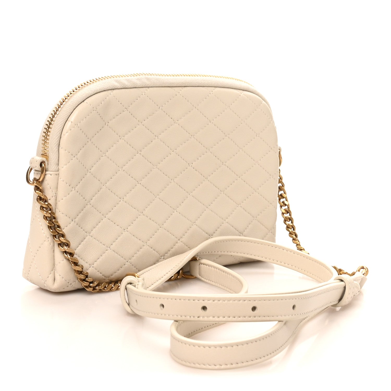 Saint Laurent Lambskin Quilted Gaby Zipped Pouch Crema Soft 3 of 9