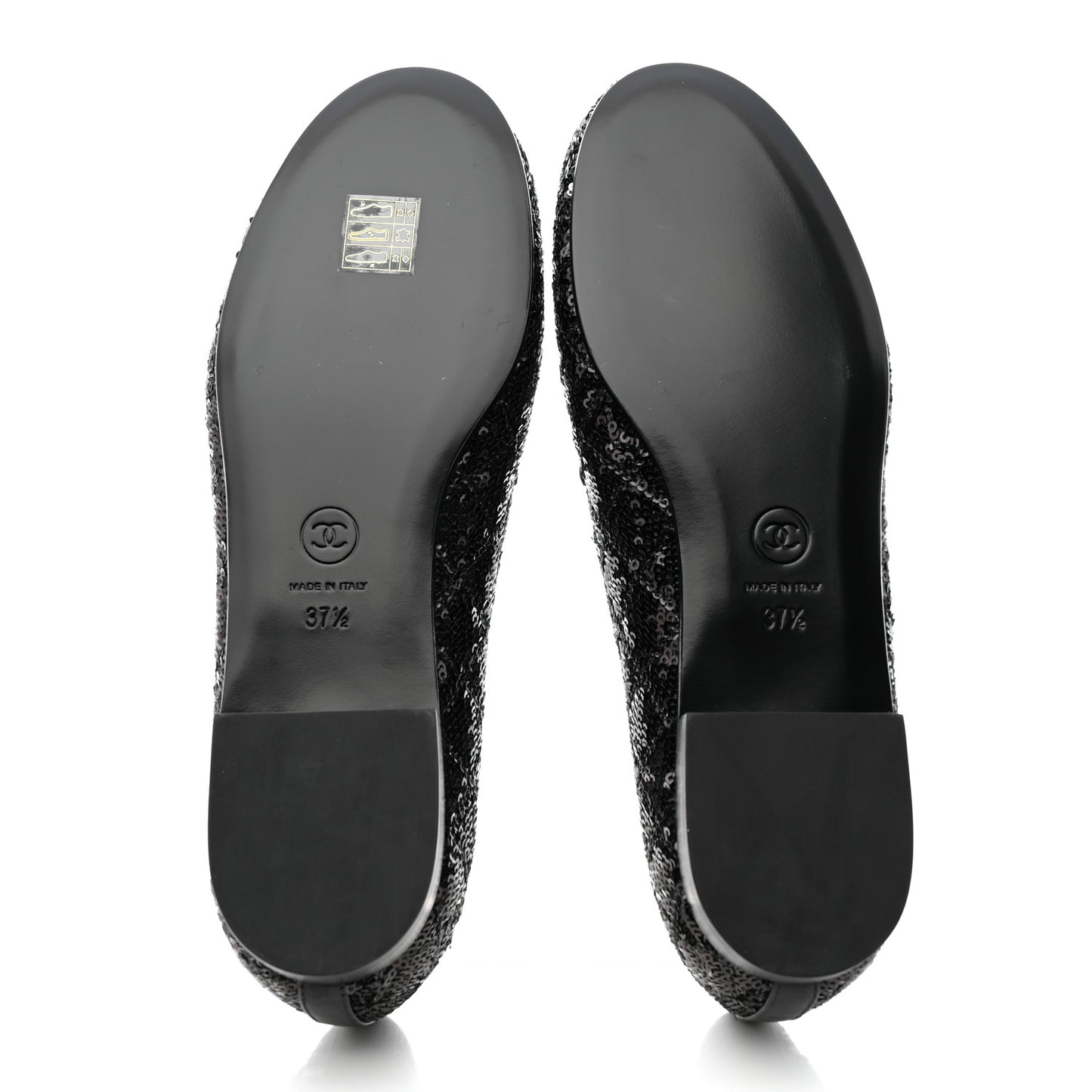 Sequin Lambskin Quilted CC Loafers 37.5 Black