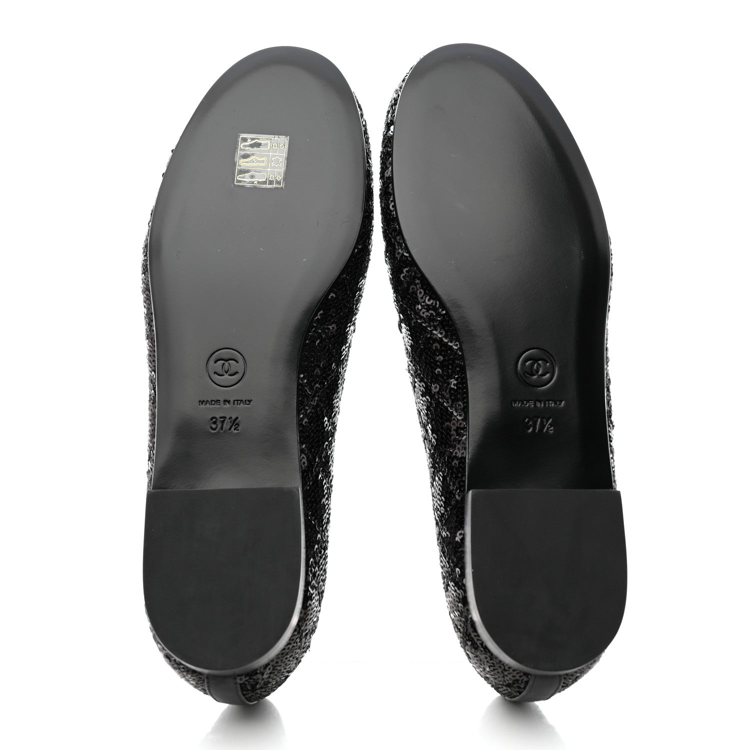 Chanel Sequin Lambskin Quilted CC Loafers 37.5 Black 5 of 9