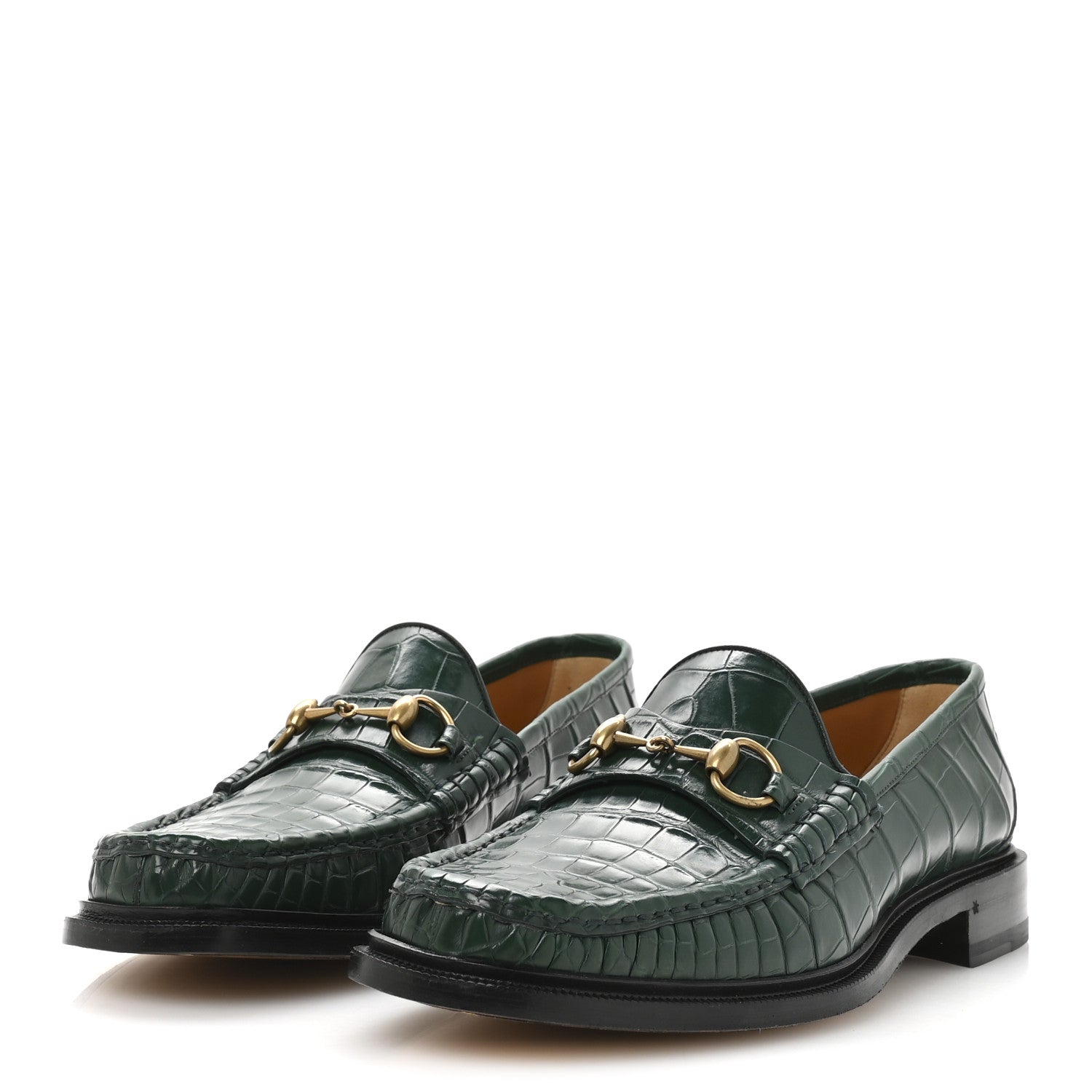 Gucci Alligator Nappa Mens Horsebit Loafers 11 Vintage Green 4 of 9