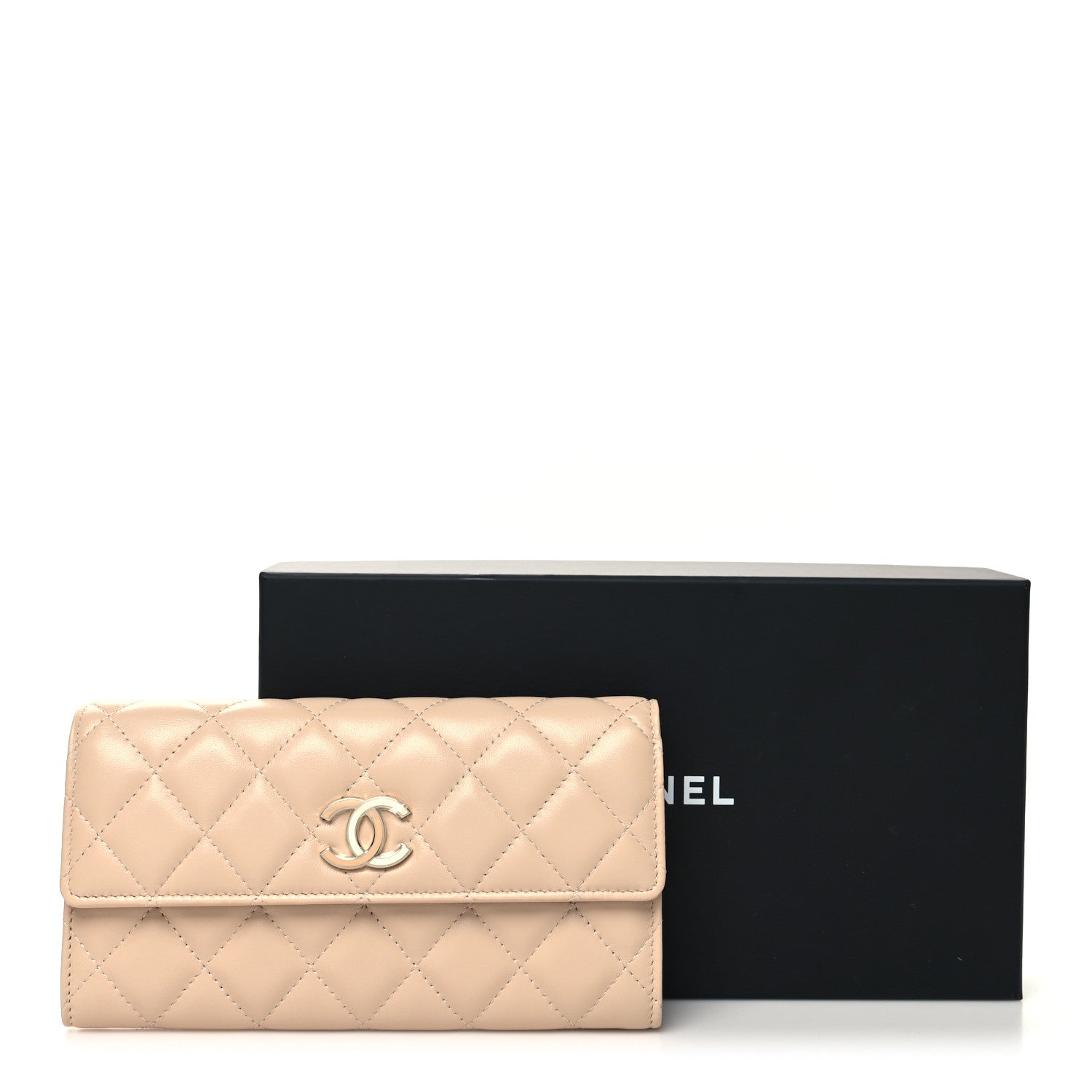 Chanel Lambskin Quilted CC Large Gusset Flap Wallet Beige 11 of 11