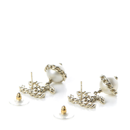 Chanel Chain Pearl CC Drop Earrings Gold 3 of 5