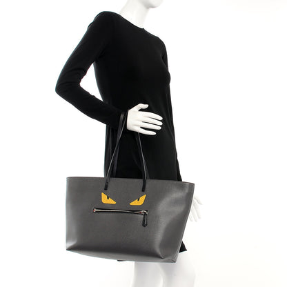 Fendi Vitello Elite Cuoio Monster Buggies Medium Roll Tote Carbone Black Multicolor Magenta 2 of 7