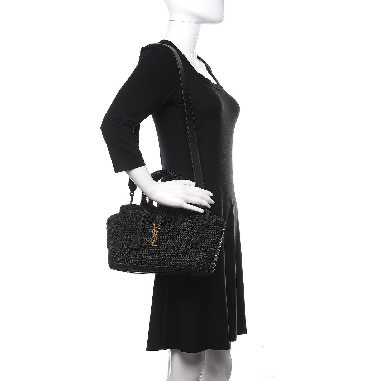 Raffia Baby Monogram Downtown Cabas Black