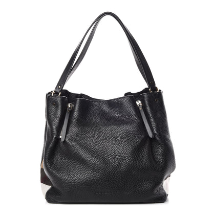 Burberry Grainy Calfskin House Check Medium Maidstone Black 1 of 11