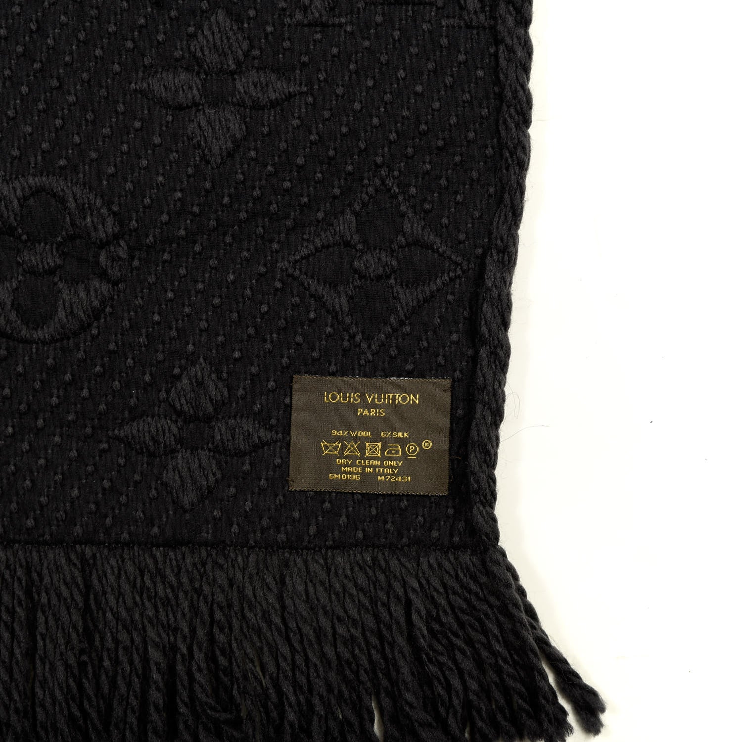 Louis Vuitton Wool Silk Logomania Scarf Black 3 of 3