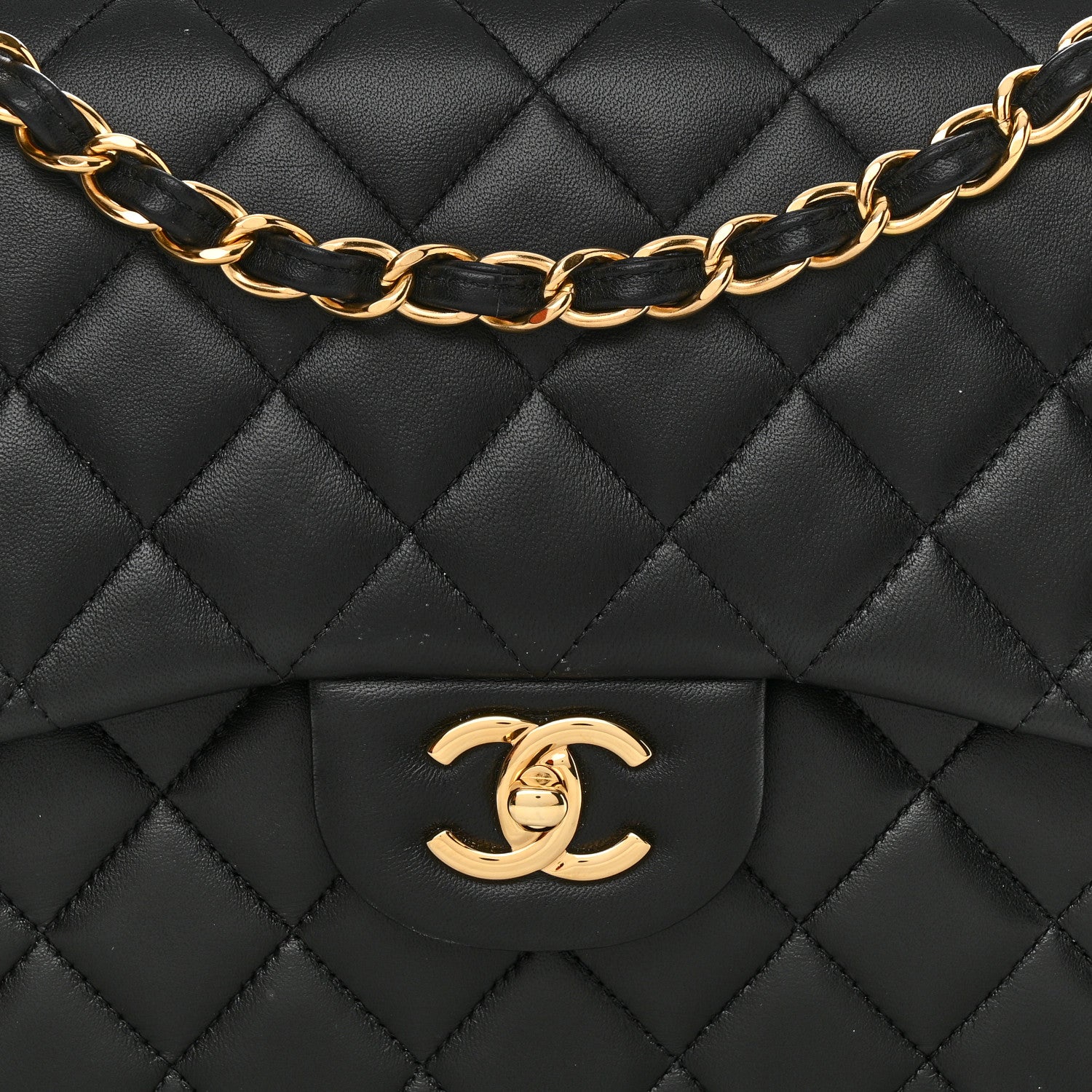 Chanel Lambskin Quilted Jumbo Double Flap Black 8 of 11